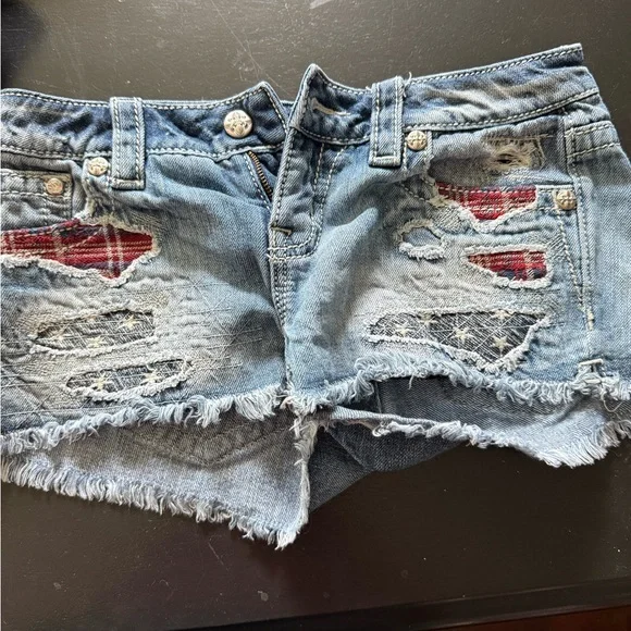 Miss Me Light Blue Jean Shorts with Distressed Pockets - Picture 3 of 3
